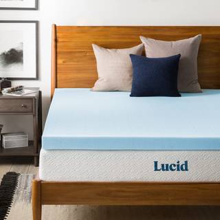 Lucid 3 tommer madras topper fuld xl - gel infunderet hukommelsesskum - hukommelsesskum madras topper fuld - ventileret design - certipur certifi