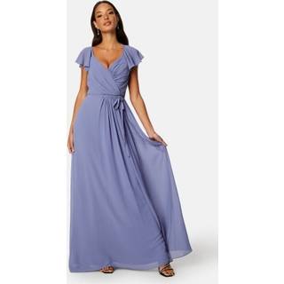 Butterfly Sleeve Draped Chiffon Gown