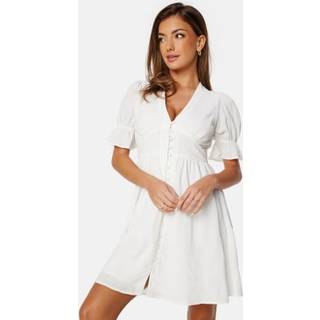 Bubbleroom Occasion Structured Button Front Dress White 2XL