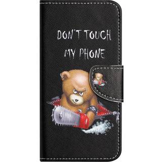 Samsung Galaxy A24 Læder Flip Cover m. Pung & Ståfunktion - "Don't Touch my Phone" Bjørn