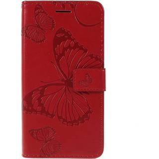 Huawei Y5 (2019) Læder Cover m. Pung - Rød Sommerfugl