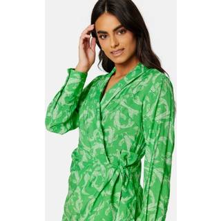 Object Collectors Item Rio L/S Wrap Dress Fern Green AOP:Anima 38