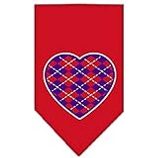 Argyle Heart Purple Screen Print Bandana Red Large