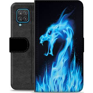 Samsung Galaxy A12 Premium Flip Cover med Pung - Blå Ild Drage