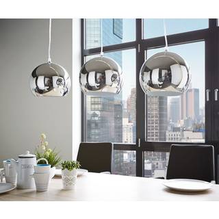 Deckenleuchte Pentola 75 cm Chrom Silberfarben Metall - Silber, Weiß