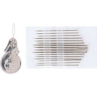Nähnadeln Set M mit Einfädler 16 Stück - Silber