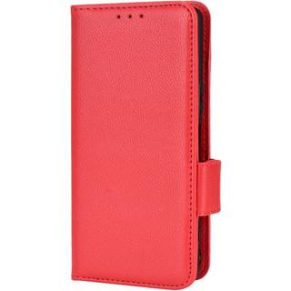 Sony Xperia 5 IV PU Litchi Læder Flip Cover m. Pung - Rød