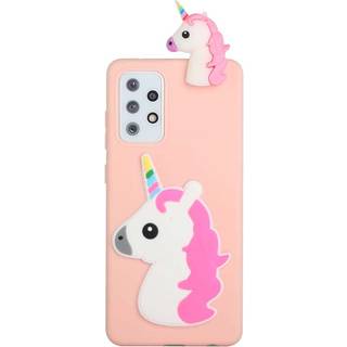 Samsung Galaxy A73 (5G) Fleksibel Plastik Bagside Cover m. Enhjørning Figur - Lyserød