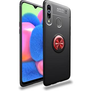 Samsung Galaxy A20s Cover m. Ring / Stander - Sort / Rød