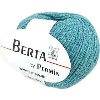 Permin Berta 08 Turkis Indhold:55% Uld, 45% bomuld Vægt/længde:50 g = ca. 175 m Anbefalede pinde:3½ - 4 mm Strikkefasthed:10 x 10 cm = 22 m x 32 p Kan vaskes på maskine, maks. 30°C / Tørres fladt.