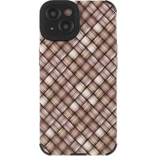 iPhone 13 Fleksibelt Plastik Bagside Cover - Vævet Tekstur - Brun