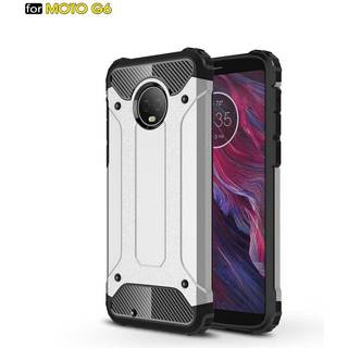 Motorola Moto G6 TPU + Plast Hybrid Håndværker Cover Sølv