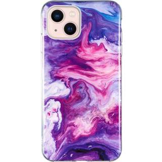 iPhone 13 Fleksibelt Bagside Cover Marmor Mønster - Rød