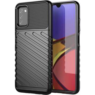 Samsung Galaxy A03s Thunder Series Twill Plastik Bagside Cover - Sort