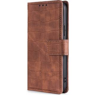 TCL 20L Flip Cover m. Krokodille Læder Look - Brun