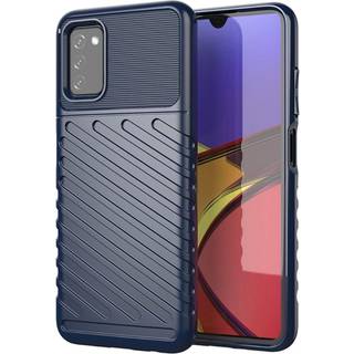 Samsung Galaxy A03s Thunder Series Twill Plastik Bagside Cover - Blå