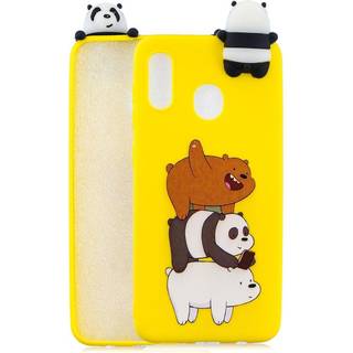 Samsung Galaxy A30 Fleksibelt Plastik Cover 3D Panda og Bjørne