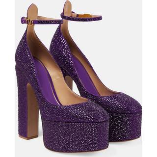 Valentino Garavani Tan-Go embellished leather platform pumps - purple - EU 39.5