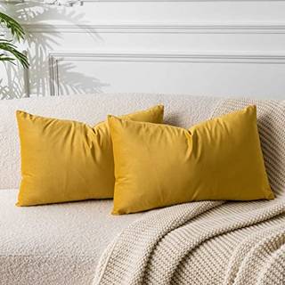 Juspurbet 12x20 guld lumbale fløjl kast pudebetræk sæt af 2 dekorative bløde solide pude tilfælde til sofa sofa