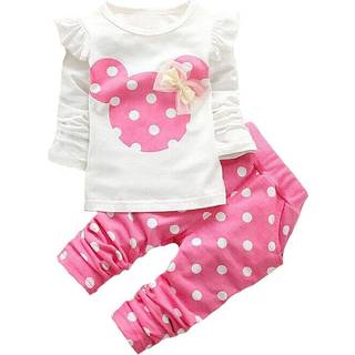 MH-Lucky Baby Girl Clothes Infant Outfits s?t 2 stykker lang?rmet toppe + bukser (18-24 m?neder lyser?d)