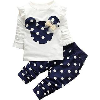 Cute Toddler Baby Girls t?j indstillet lang?rmet t-shirt og bukser b?rn 2 stk.