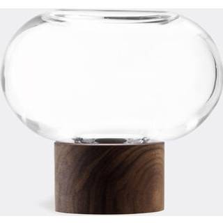 LSA International Vases - 'Oblate' vase, small in Clear Glass and Wood