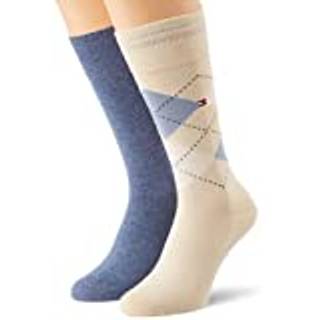 Tommy Hilfiger 2-pak Men Sock Check - Beige/Blue - Str 39/42 * Kampagne *