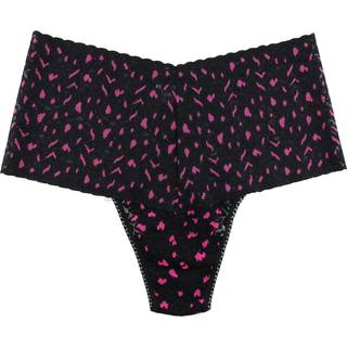 Hanky Panky Cross Dyed Leopard Retro Thong - Black/Pink - One Size