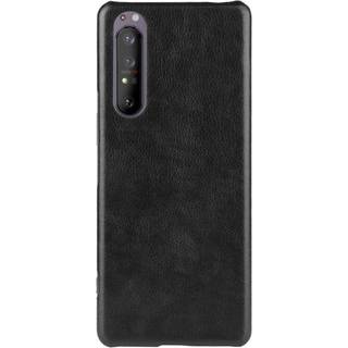 Sony Xperia 1 II Læderbetrukket Plast Cover Sort