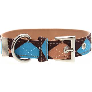 Urban Pup Halsbånd - Brown & Blue Argyle / M