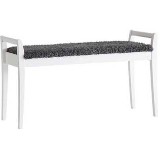 Oscarssons Möbel, Meja Bench Hvidlakeret birk/fåreskindslook Mørkegrå