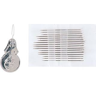 Nähnadeln Set S mit Einfädler 16 Stück - Silber