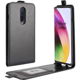OnePlus 8 Læder Flip Cover m. Kortholder Sort