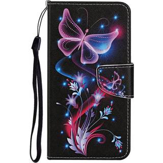 Xiaomi Redmi 9A / 9AT Imiteret Læder Flip Cover m. Pung - Sommerfugle