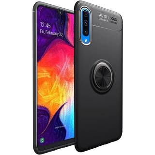 Samsung Galaxy A70 LENUO Fleksibel Plastik Cover m. Ring Holder - Sort