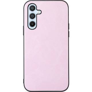 Samsung Galaxy A54 (5G) Læderbetrukket Plastik Bagside Cover - Lyserød