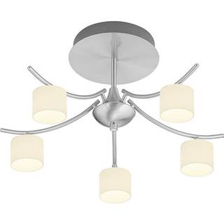 Mila LED-loftslampe, nikkel/opalglas, 5 lys