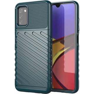 Samsung Galaxy A03s Thunder Series Twill Plastik Bagside Cover - Grøn