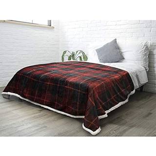 Pavilia r?d sort plaid sherpa kast t?ppe til sofa dobbelt bl?d plys flanel t?ppe og kaster til seng sofa varm hyggelig vinter julet?ppe vendbar f