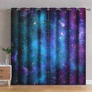 Jekeno Galaxy Blackout Curtains Outer Space Nebula Universe Starry Sky Night Print Grommet Window Gardes 2 Panel Set 52 """" X63 """"