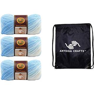 Lion Brand Ice Cream Blueberry 923-203 (3-SKEINS-Samme farvestof) Baby Sport #2 Akrylgarn til hækling og strikning med projektpose