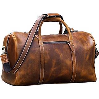 Komalc Duffel -tasker til mænd og kvinder Fuldkorn læder rejse natten over weekendposer Sports gymnastiksal Duffel (20 tommer)