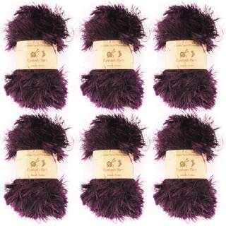 Jubileeyarn Feather Whimsy Eyelash Garn - 50G/Skein Fine Polyester Fur - Dark Purple - 6 Skeins