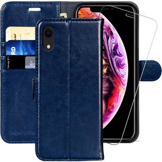 Monasay iPhone XR Wallet Case 6.1-tommer [Glass Screen Protector inkluderet] [RFID-blokering] Flip Folio læder mobiltelefonomslag med kreditkorth