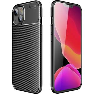 iPhone 13 Carbon Fiber Fleksibelt Plastik Bagside Cover - Sort
