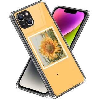 iPhone 14 Fleksibelt Plast Bagside Cover - Solsikke i en Ramme
