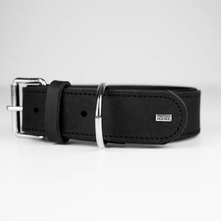 Læderhalsbånd Okse XL 80 cm sort