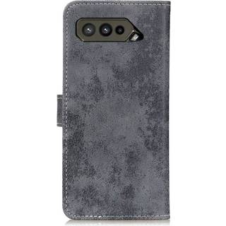 Asus ROG Phone 5 Vintage Læder Flip Cover m. Pung - Grå