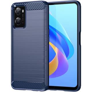 Oppo A76 / Realme 9i Brushed Carbon Bagside Cover - Blå