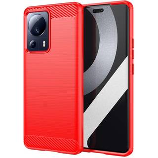 Xiaomi 13 Lite Brushed Carbon Bagside Cover - Rød